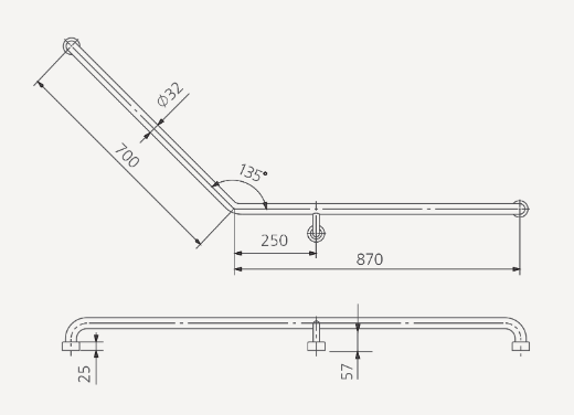 Oliveri Holdfast 135 Degree Grab Rail (Right Hand)