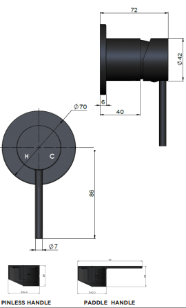 Meir Round Wall Mixer Paddle Handle Trim Kit (In-wall Body Not Included)