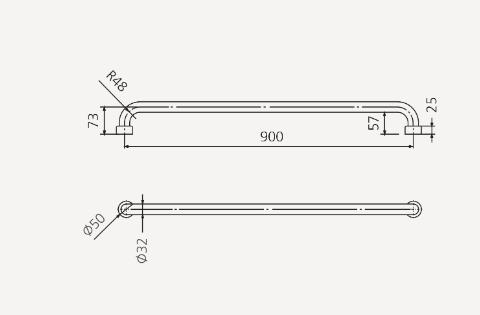 Oliveri Holdfast Straight Grab Rail 900mm