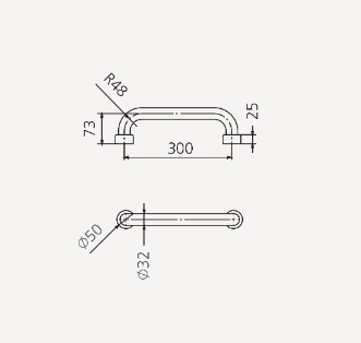 Oliveri Holdfast Straight Grab Rail 300mm