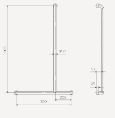 Oliveri Holdfast Inverted T Shower Rail (Right Hand)