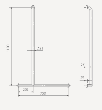 Oliveri Holdfast Inverted T Shower Rail (Left Hand)