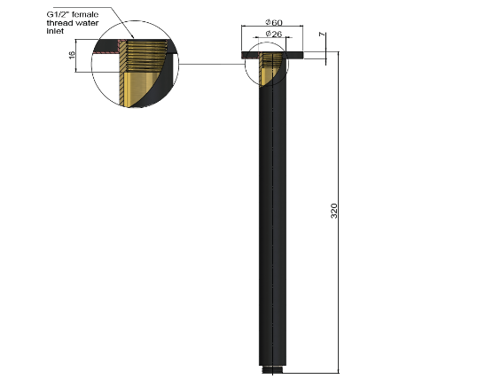 Meir Round Ceiling Shower Arm 300mm