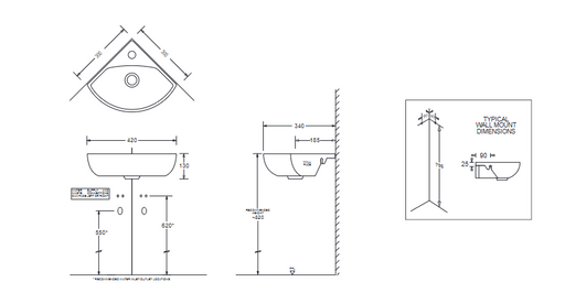 Johnson Suisse Milano Corner Basin, 300x300mm