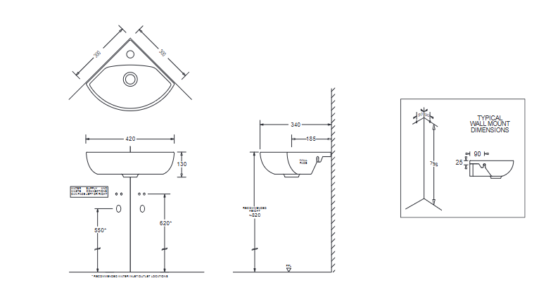 Johnson Suisse Milano Corner Basin, 300x300mm