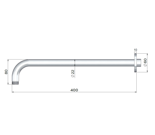 Outdoor Shower Arm 400mm - SS316