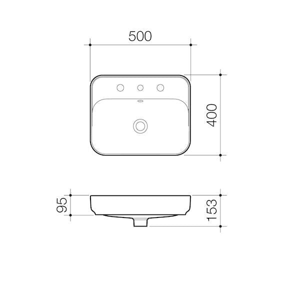 Caroma Tribute Rectangle 500 Inset Basin 1TH OF