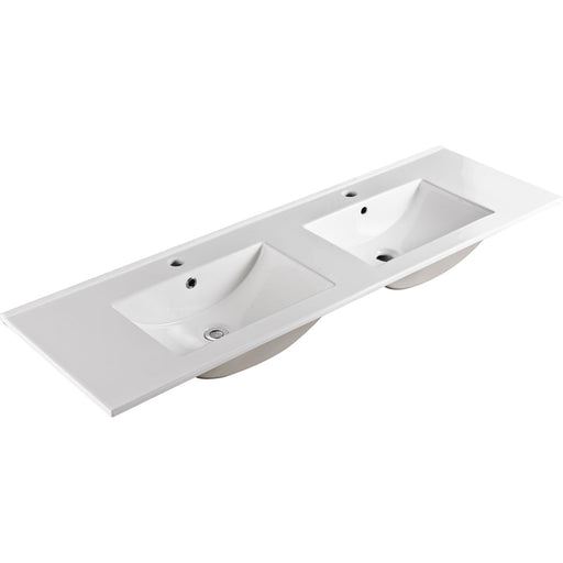 Fienza Dolce Full Depth Double Bowl Ceramic Basin-Top 1500