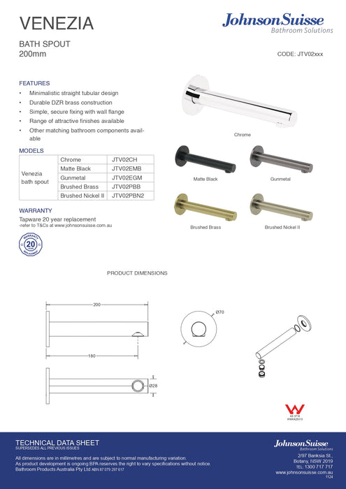 Venezia Bath Spout Chrome