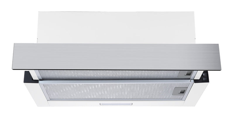 Dilusso Appliances 600mm Stainless Steel Telescopic Rangehood - Ducted or Recirculating (43 / 80mm Fascia)