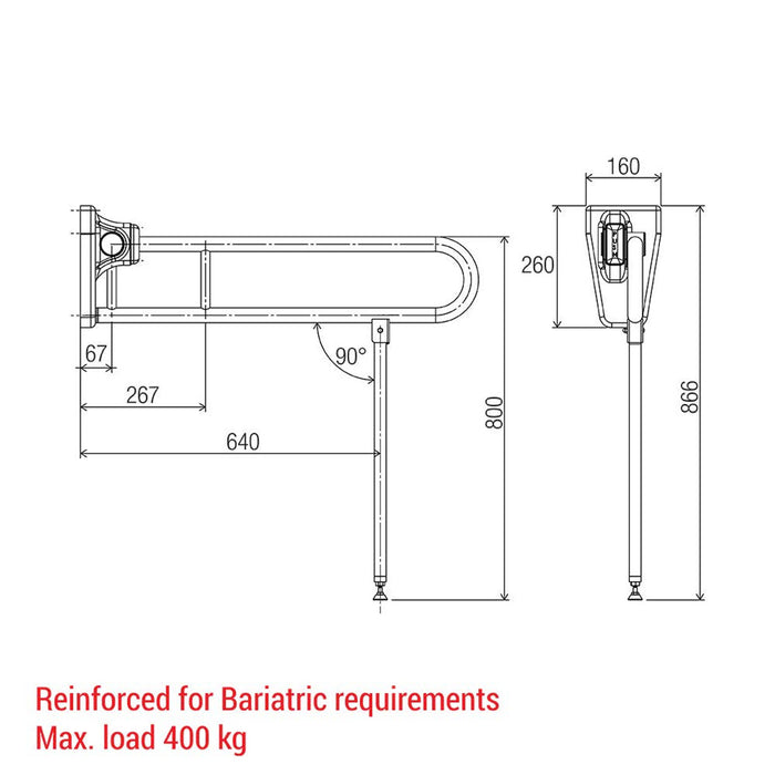 Conserv Tiltlock® 850mm Bariatric Folding Leg Grab Rail