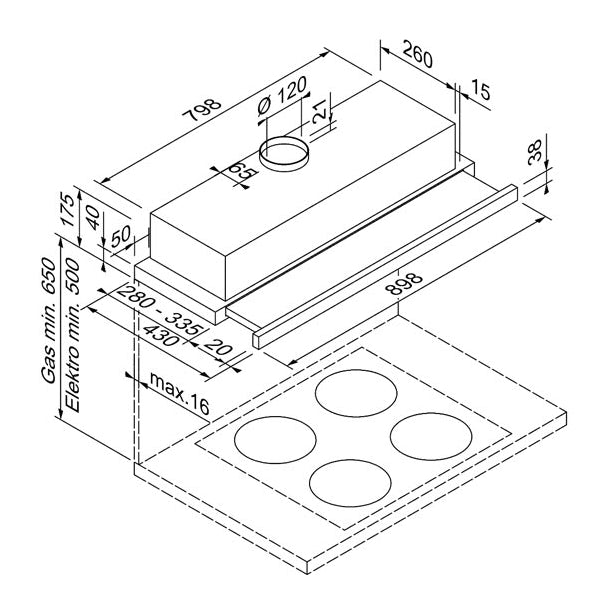 Blaupunkt 90cm Slideout Undermount Range Hood (Stainless steel)