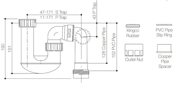 Caroma 40MM Combination S & P TR