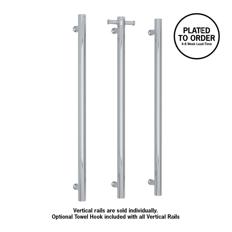 VS900HPL Straight Round 12V Vertical Single Heated Towel Rail