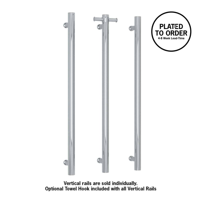 VS900HPL Straight Round 12V Vertical Single Heated Towel Rail