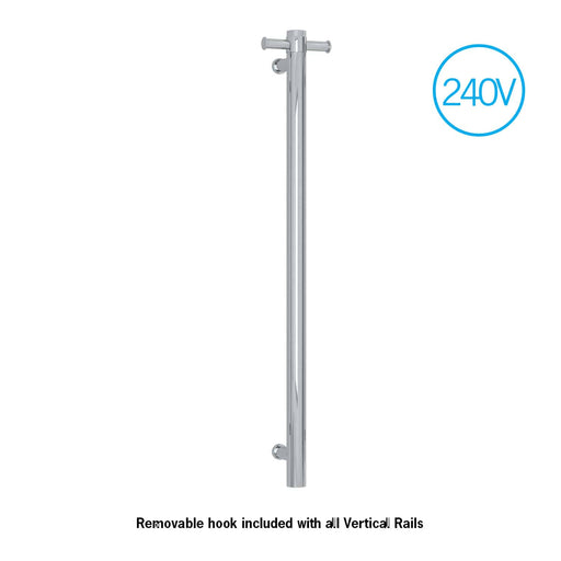 VSH900H Round 240Volt Vertical Single Heated Towel Rail