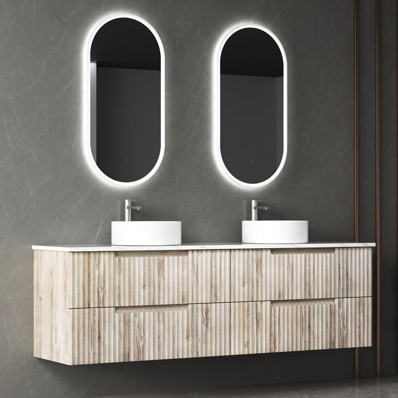 Aulic Tuscana Wall Hung Wave Groove Finger Pull Cabinet 1800mm
