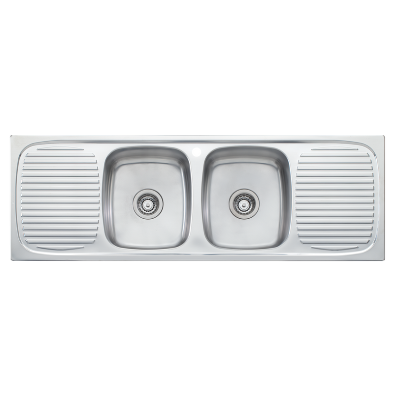 Oliveri Ultraform Double Bowl Sink With Double Drainer 1385mm