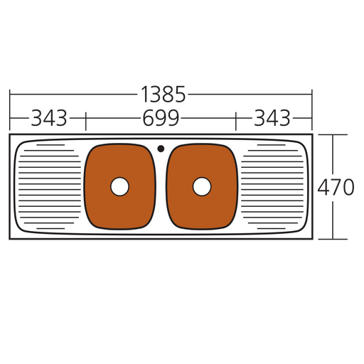 Oliveri Ultraform Double Bowl Sink With Double Drainer 1385mm