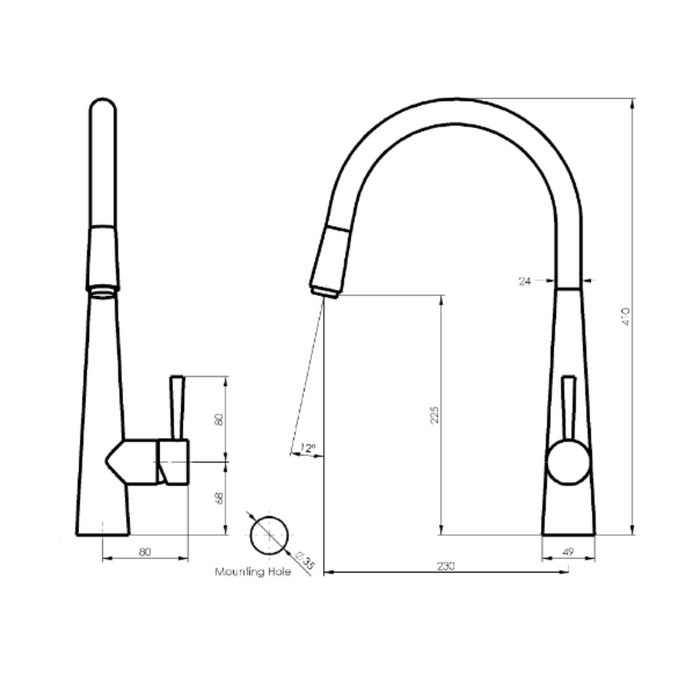 Greens Tapware Galiano Pull-Down Sink Mixer