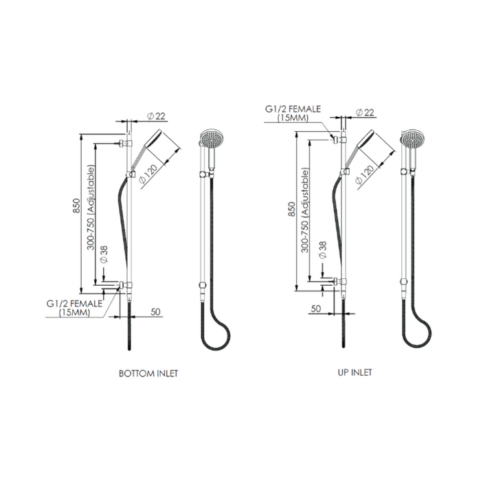 Greens Tapware Lavish Brass Rail Shower