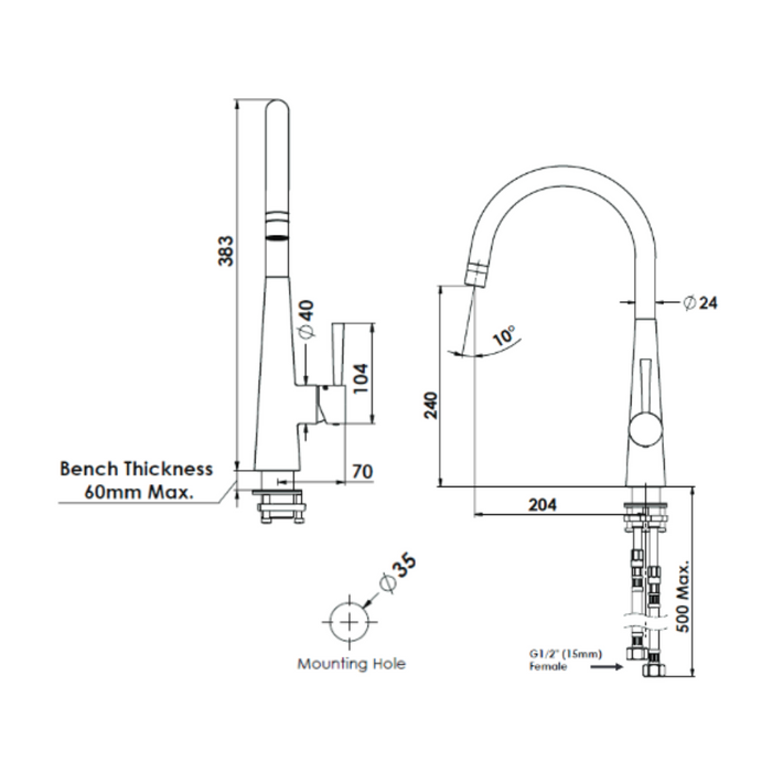 Greens Tapware Galiano Slimline Sink Mixer