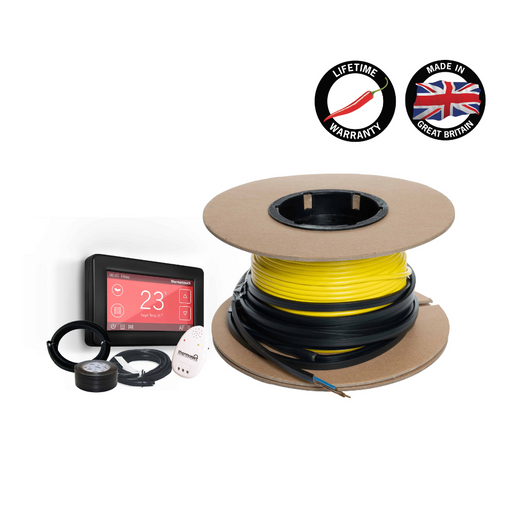 Thermowire Underfloor Heating System Kits Including Black Dual Thermostat