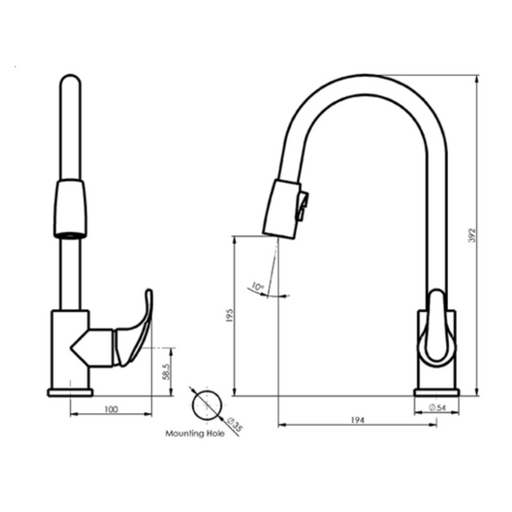 Greens Tapware Regency Pull-Down Sink Mixer