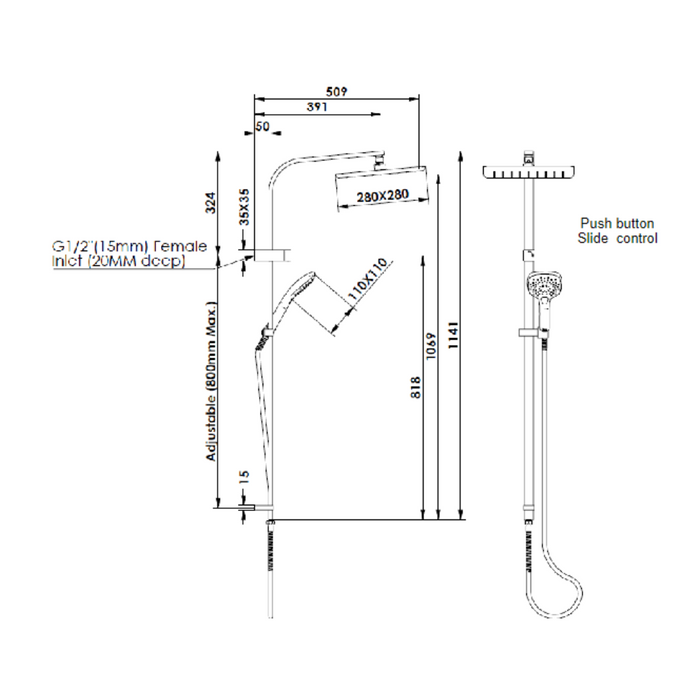 Greens Tapware Skyla AirFlo™ Twin Rail Shower