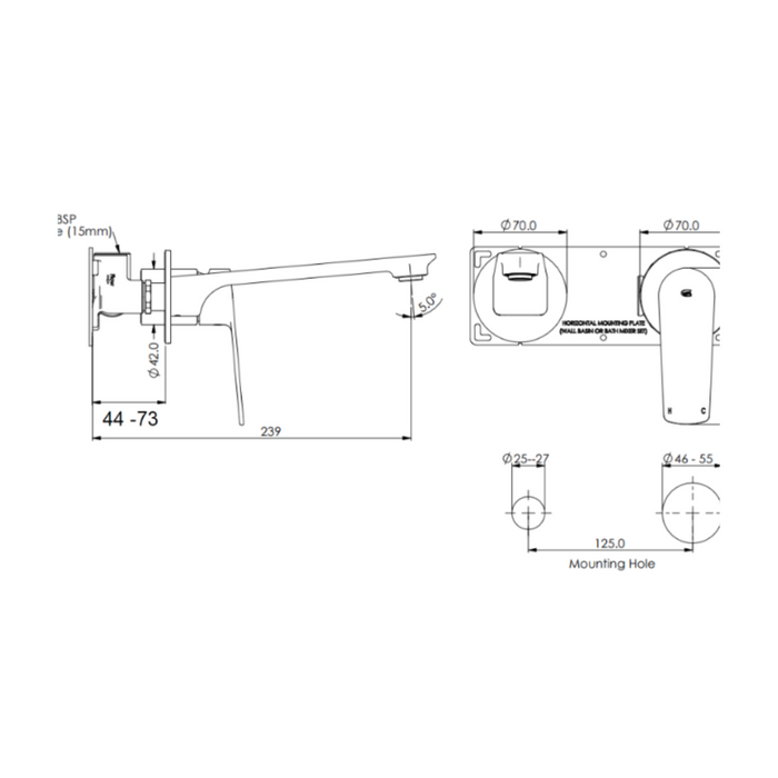 Greens Tapware Novi Wall Basin Mixer