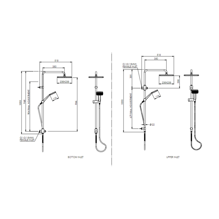 Greens Tapware Glide Syntra RainBoost® Twin Rail Shower