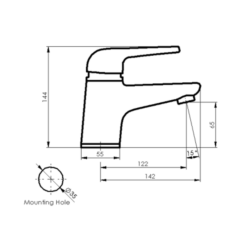 Greens Tapware Marketti Blade Basin Mixer