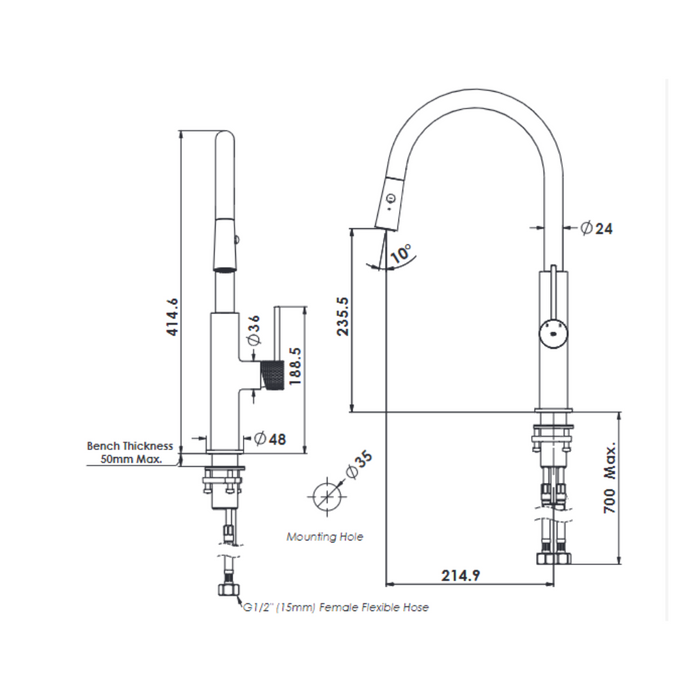 Greens Tapware Maci Pull-Down Sink Mixer