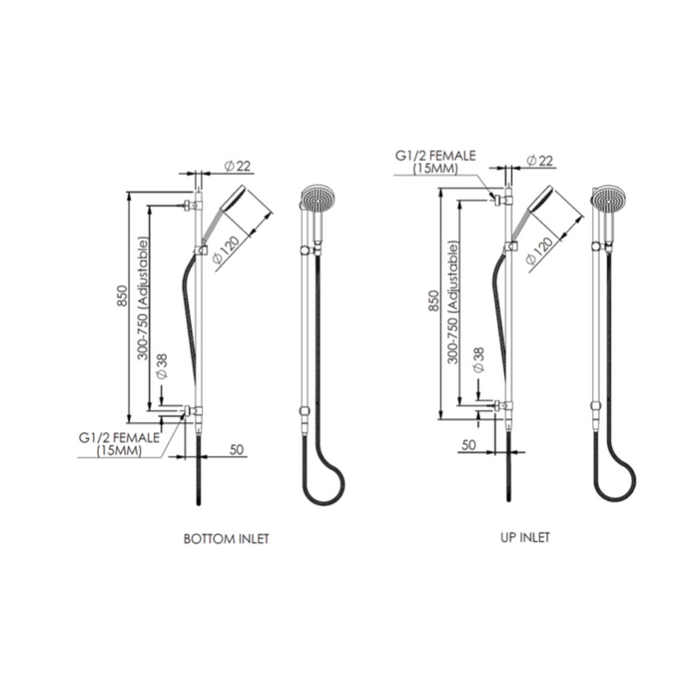 Greens Tapware Lavish Brass Rail Shower