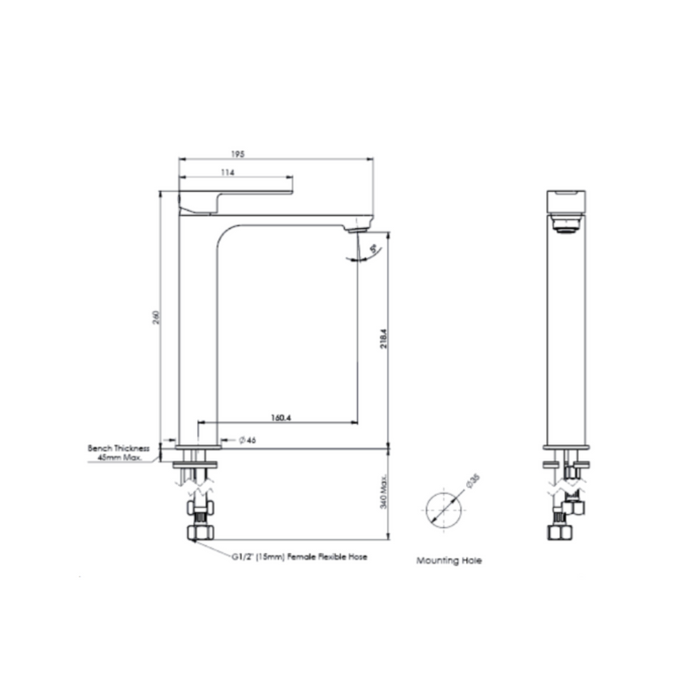 Greens Tapware Astro II Tower Basin Mixer