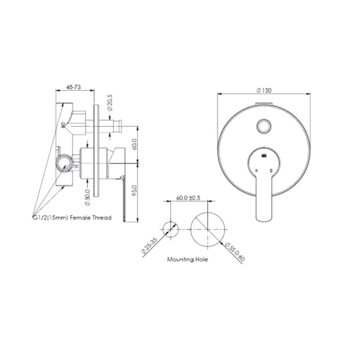 Greens Tapware Astro II Shower/Bath Diverter Mixer