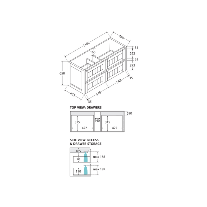 Fienza Hampton 1200 Wall-Hung Cabinet