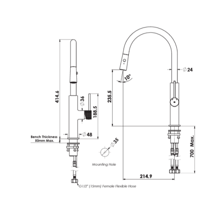 Greens Tapware Mika Pull-down Sink Mixer