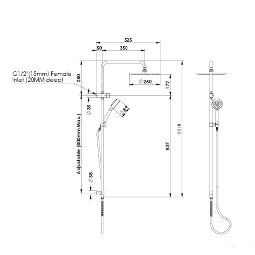 Greens Tapware Gisele Twin Rail Shower