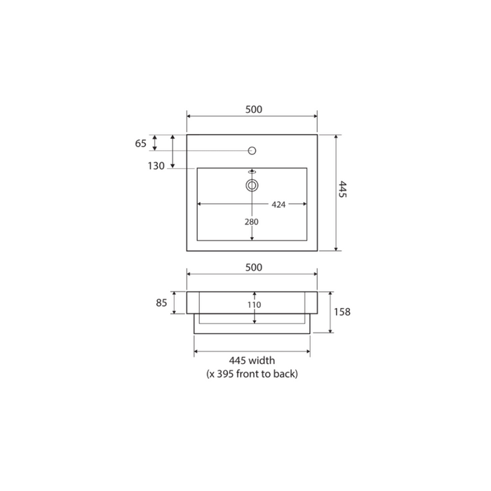 Fienza Low Profile Semi-Inset Basin