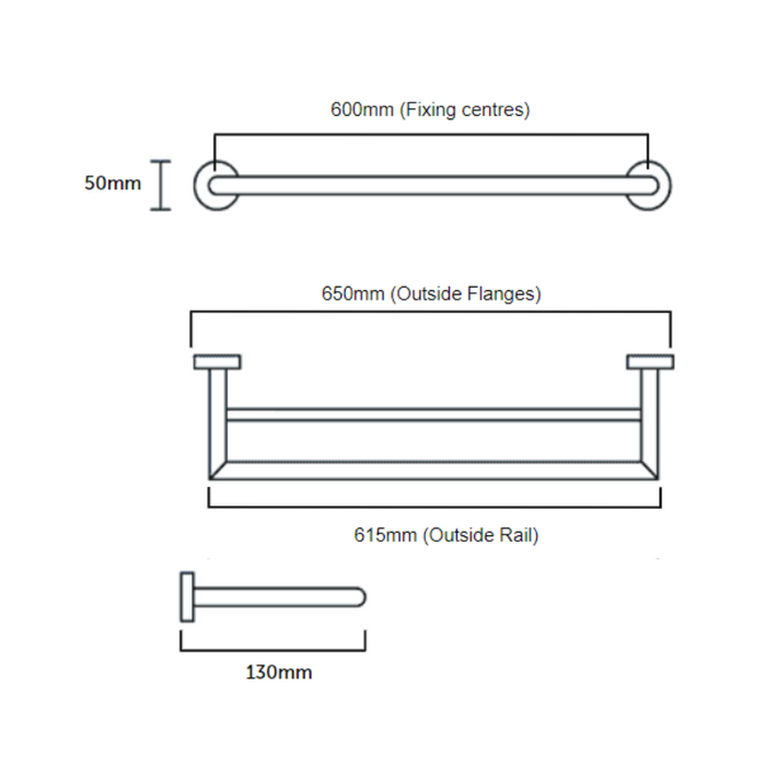 Greens Tapware Zola Double Towel Rail 600mm