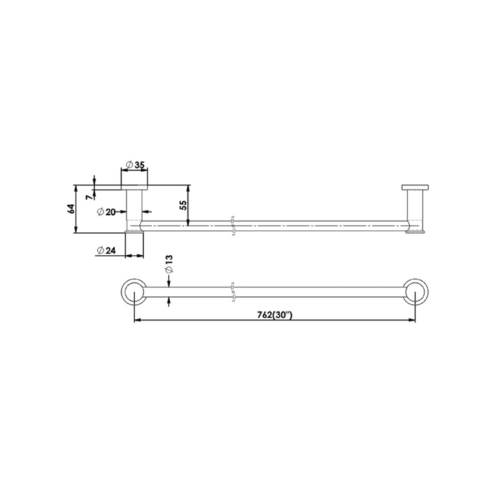 Greens Tapware Reason Single Towel Rail