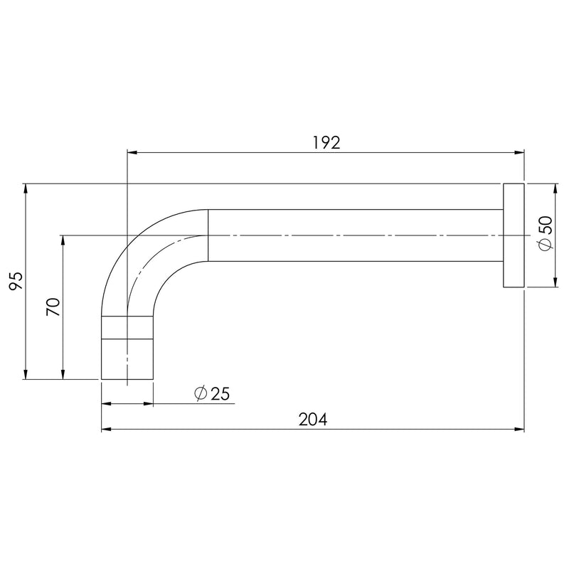 Phoenix Vivid Wall Bath Outlet 200mm Curved