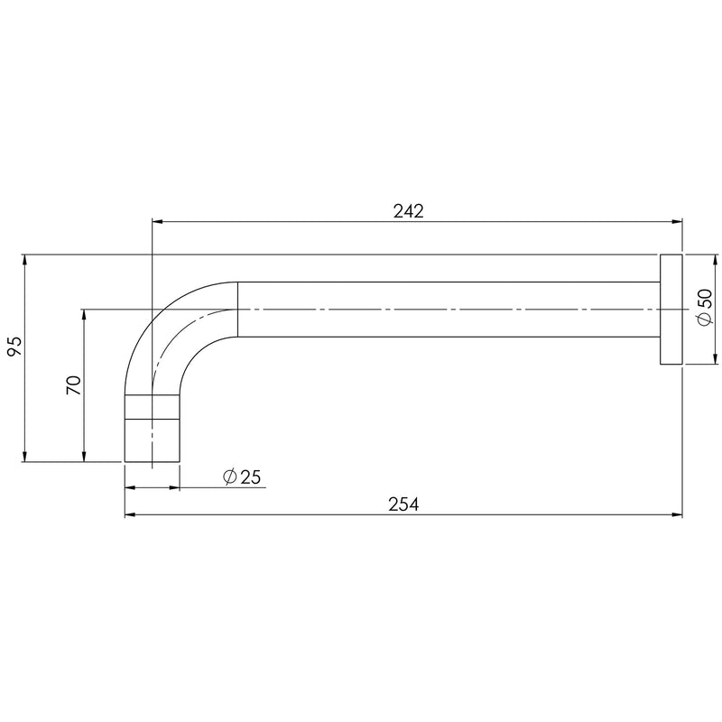 Phoenix Vivid Wall Bath Outlet 250mm Curved