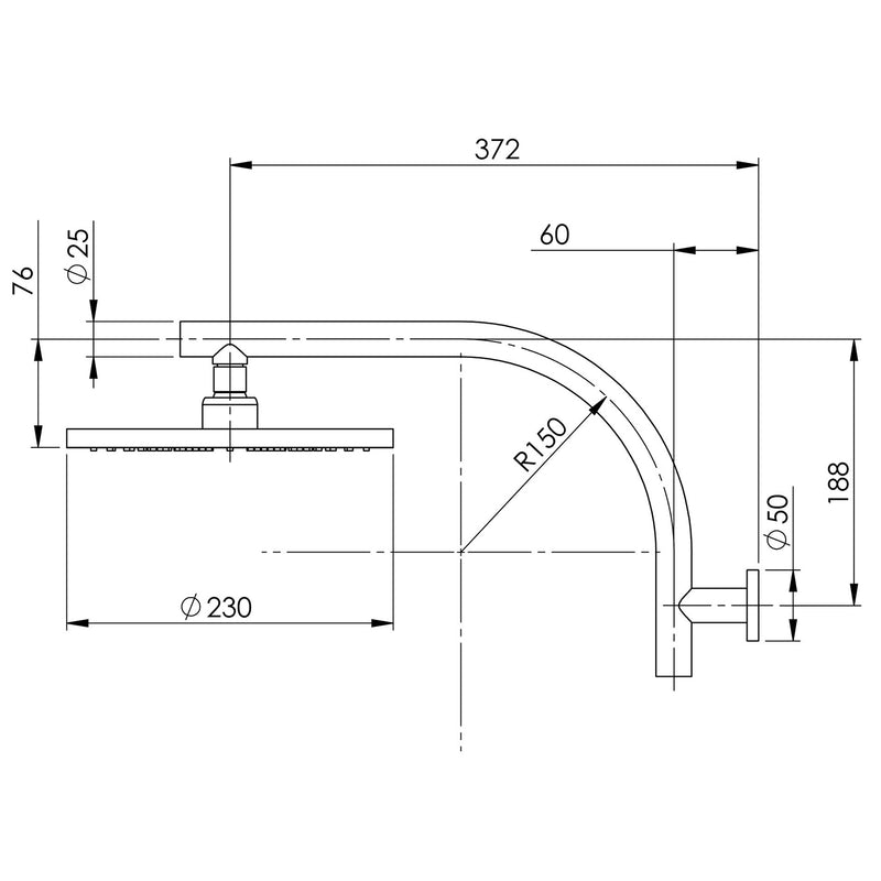 Phoenix Vivid High-Rise Shower Arm & 230mm Round Rose