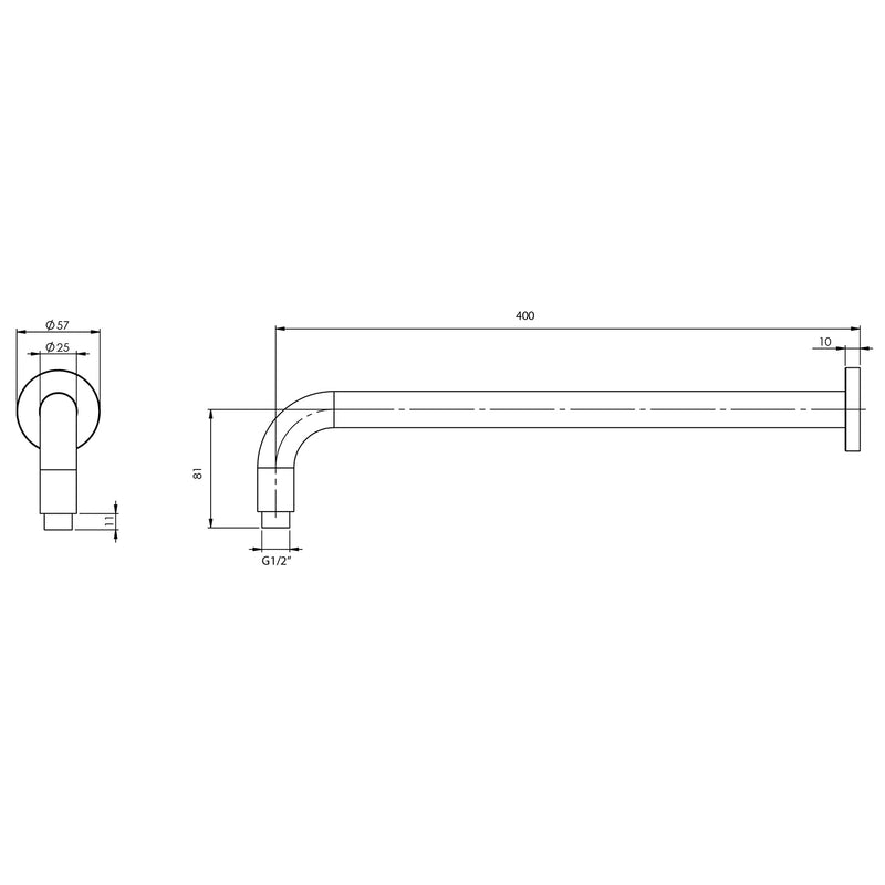 Phoenix Vivid Shower Arm 400mm Round