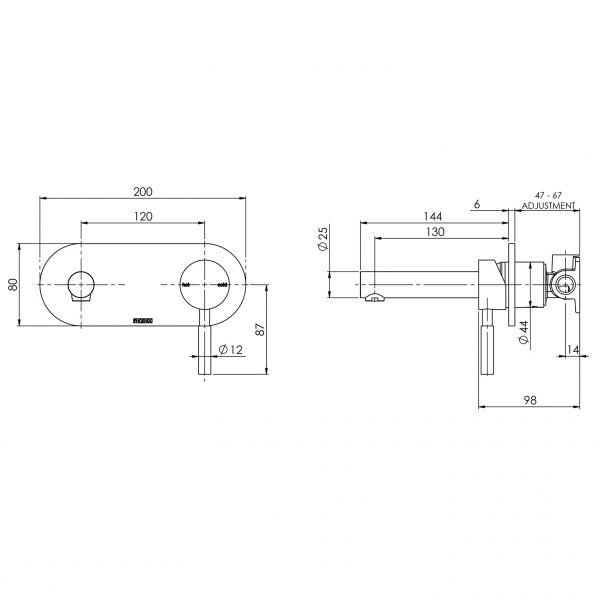Phoenix Vivid Wall Bath Mixer Set 150mm
