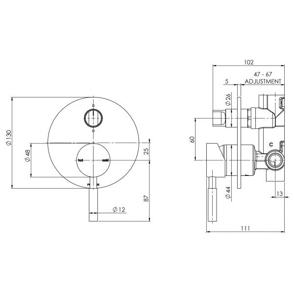 Phoenix Vivid Shower / Bath Diverter Mixer