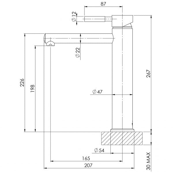Phoenix Vivid Vessel Mixer 165mm Straight Outlet