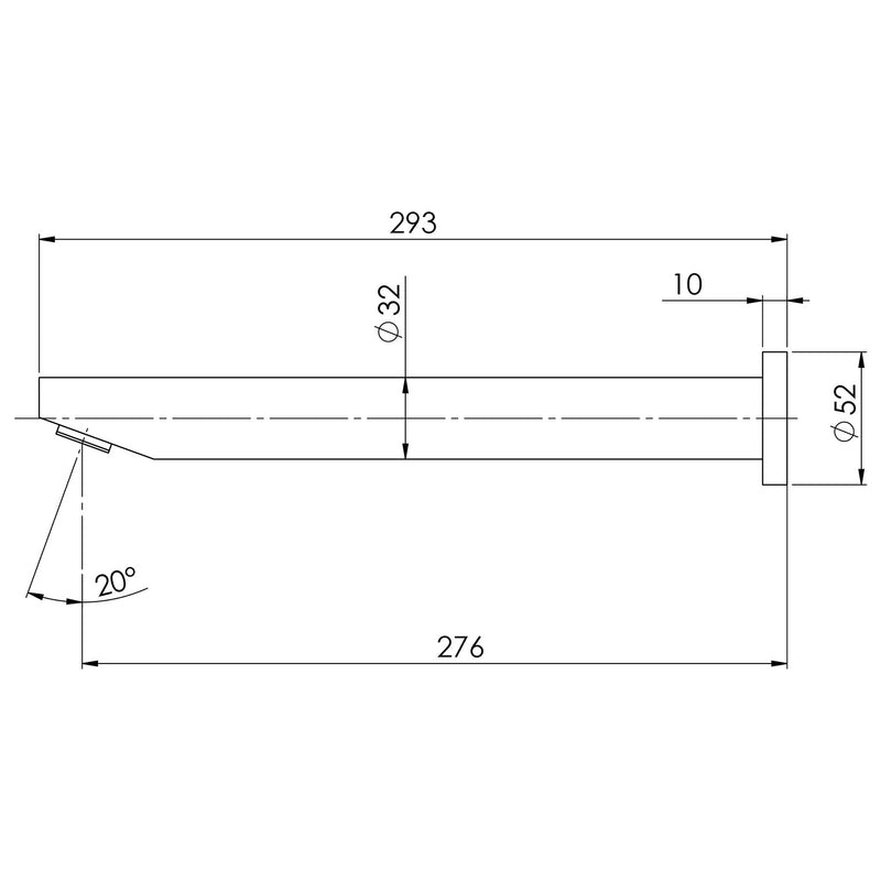 Phoenix Vivid Wall Bath Outlet 32 x 300mm Angled